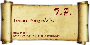 Toman Pongrác névjegykártya